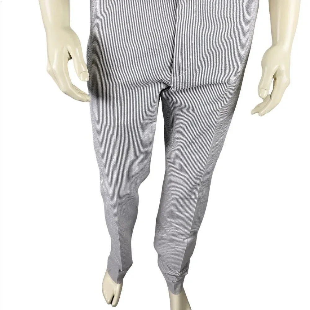 NWOT J. Crew Black/White Classic Seersucker Flat-Front Slacks Size 32